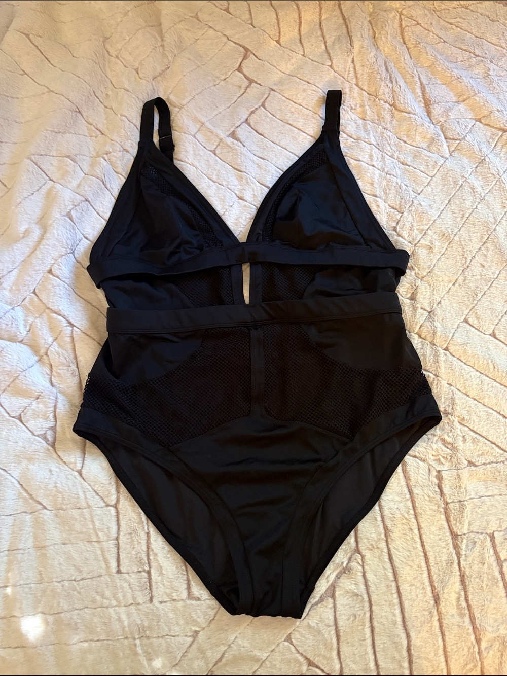 Black Mesh One-Piece Swimsuit